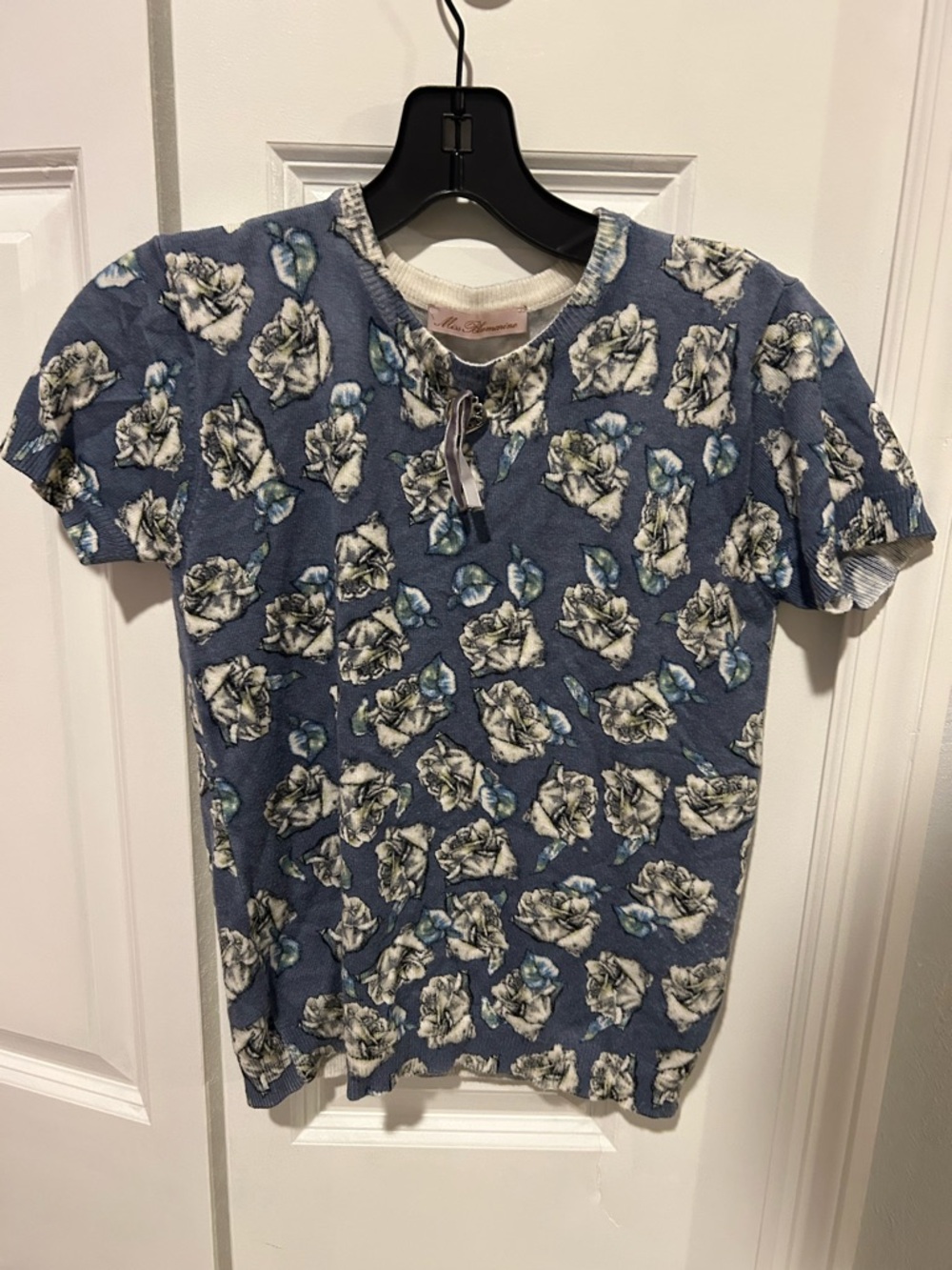 Miss Blumarine Blue Floral Short Sleeve Tee